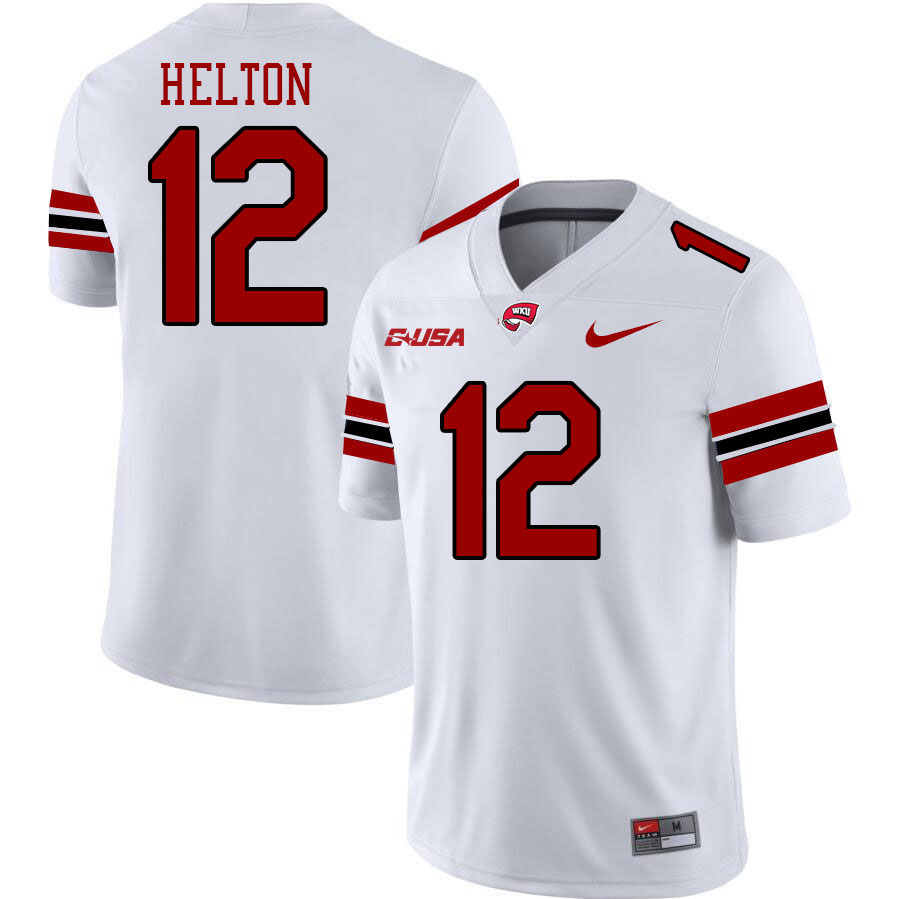 Western Kentucky Hilltoppers #12 Turner Helton College Football Jerseys Stitched Sale-White